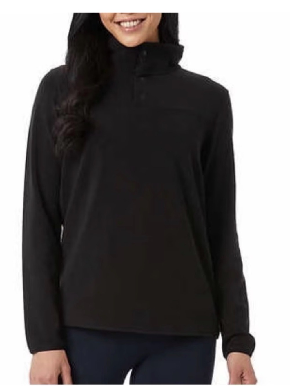 32 Degrees Black Crewneck Snap Pullover